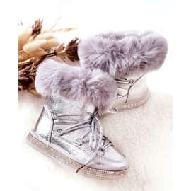 FR1 Botas de nieve para niños con piel Silver Grandis plata 4
