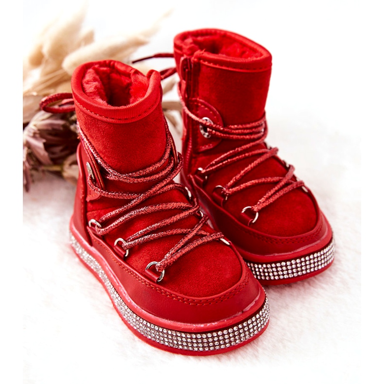 FR1 Botas de nieve rojas para niños con circonita Wellma rojo 1