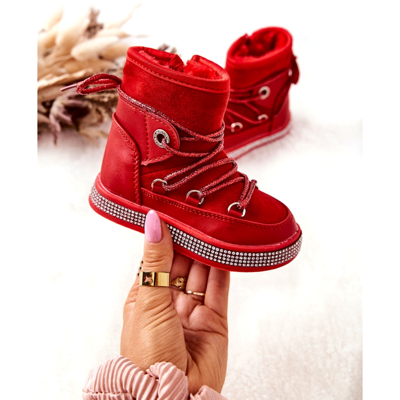 FR1 Botas de nieve rojas para niños con circonita Wellma rojo 4