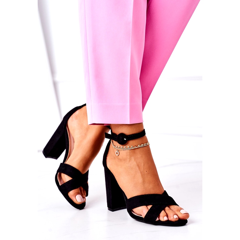 SEA Sandalias De Mujer En Tacón Ante Negro Telmen 3