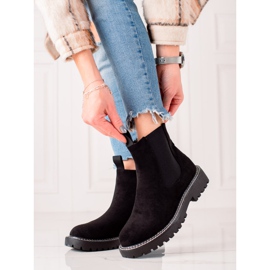 Ideal Shoes Botines de ante en la plataforma negro 2 Ideal Shoes Botines de ante en la plataforma negro 2