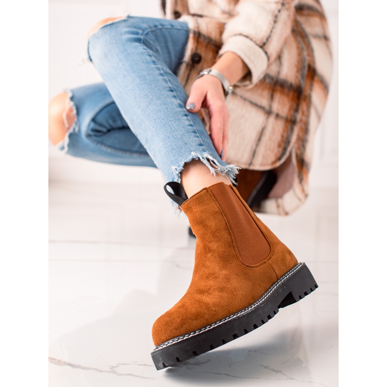 Ideal Shoes Botines plataforma ante marrón 2