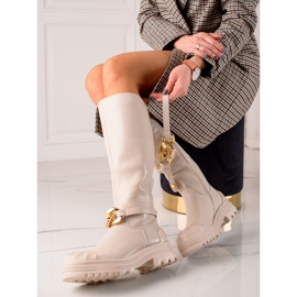 Diamantique Botas con adorno de moda beige 2