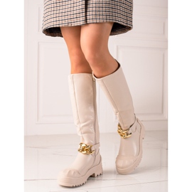 Diamantique Botas con adorno de moda beige 3