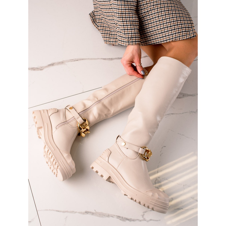 Diamantique Botas con adorno de moda beige 1