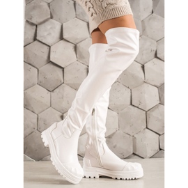 Diamantique Botas altas con cuero ecológico blanco 2