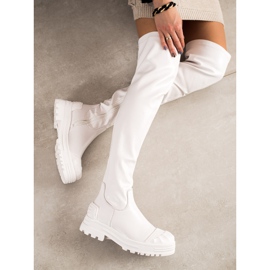 Diamantique Botas altas con cuero ecológico blanco 3
