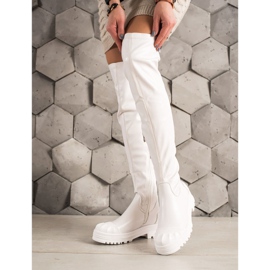 Diamantique Botas altas con cuero ecológico blanco 1