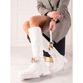 Diamantique Botas con adorno de moda blanco 1