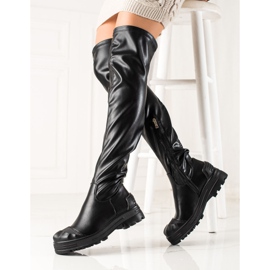 Diamantique Botas altas con cuero ecológico negro 1
