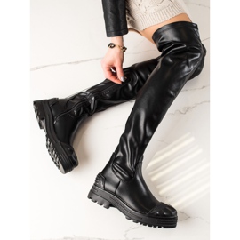 Diamantique Botas altas con cuero ecológico negro 3