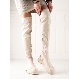 Diamantique Botas altas con cuero ecológico beige 3