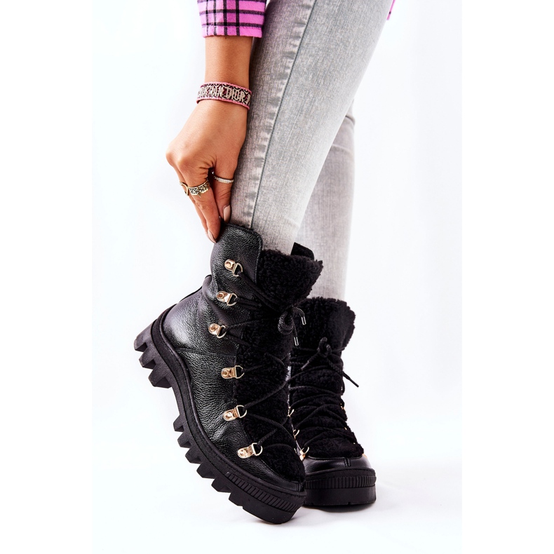 PF1 Botas de piel cálidas Cateline Trappers negras negro 1