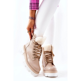 PF1 Botas cálidas de cuero Workery Beige Lecolly 3