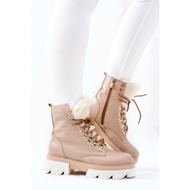 PF1 Botas cálidas de cuero Workery Beige Lecolly 1