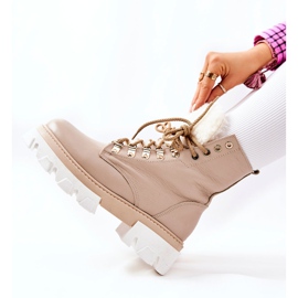 PF1 Botas cálidas de cuero Workery Beige Lecolly 5