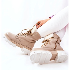 PF1 Botas cálidas de cuero Workery Beige Lecolly 6