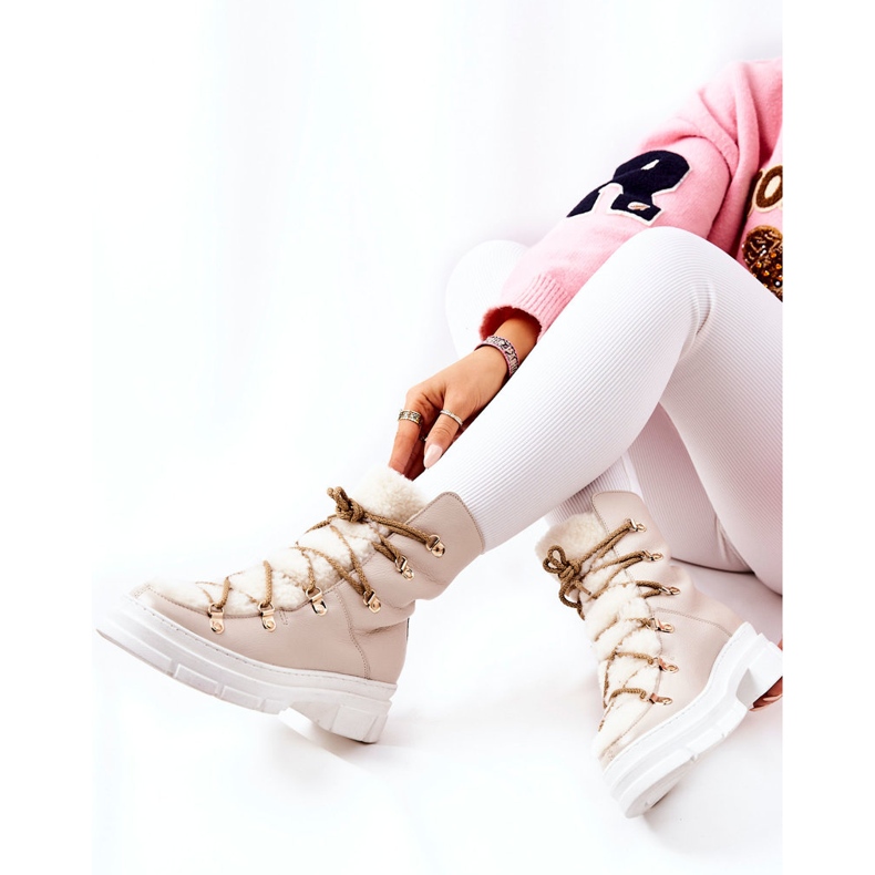 Botas de piel cálidas en beige claro Nerisso Trappers 1