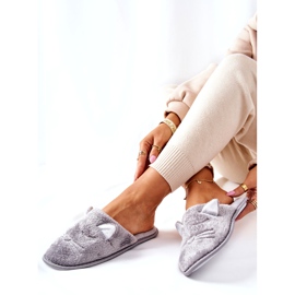 PE1 Pantuflas de gatito brillantes con orejas grises de Kaisy 4