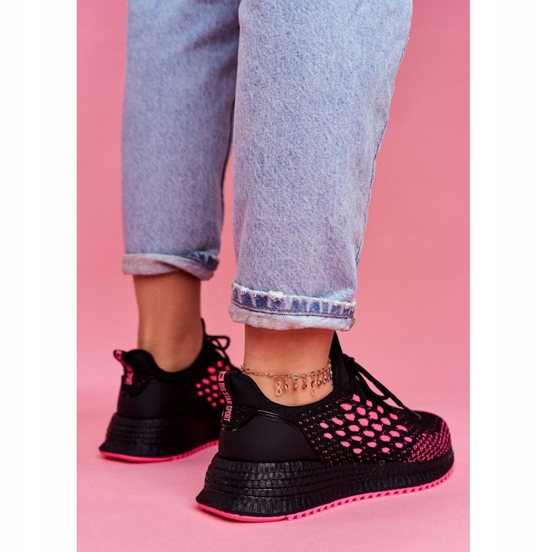 Zapatos Deportivos De Mujer Sneakers Big Star Negro Fucsia FF274964 rosa 4