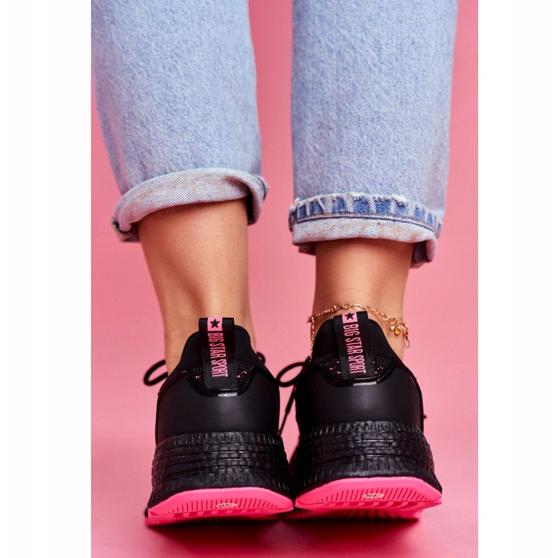 Zapatos Deportivos De Mujer Sneakers Big Star Negro Fucsia FF274964 rosado 5