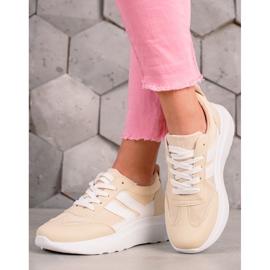 Ideal Shoes Zapatillas de moda con rayas beige 1