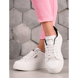 Ideal Shoes Zapatillas de cuero ecológico blancas blanco negro 4