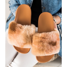 TRENDI Zapatillas con piel beige marrón 3