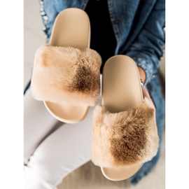 TRENDI Zapatillas con piel beige marrón 1