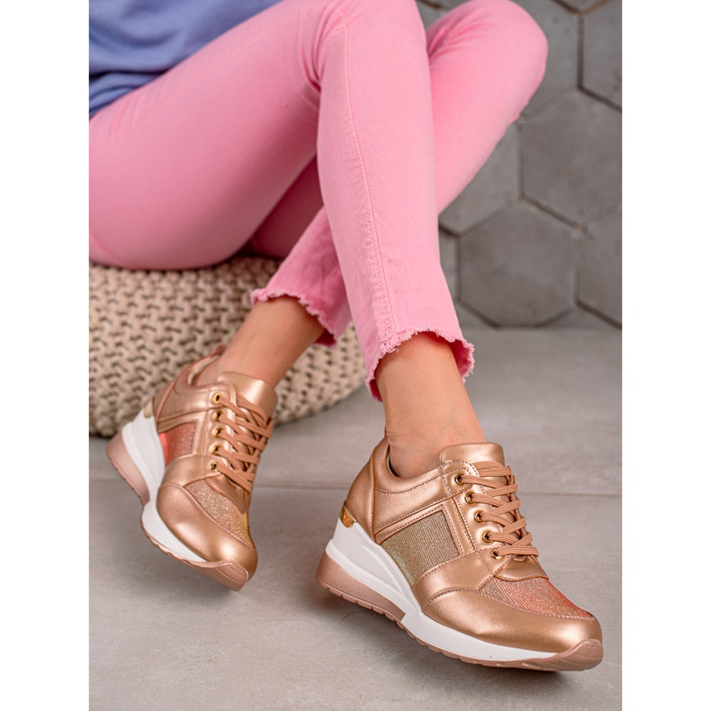 Diamantique Zapatillas Golden Wedge dorado 2