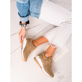 TRENDI Zapatillas de cuña marrones beige 2