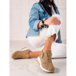 TRENDI Zapatillas de cuña marrones beige 1