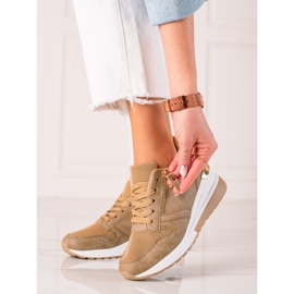 TRENDI Zapatillas de cuña marrones beige 3