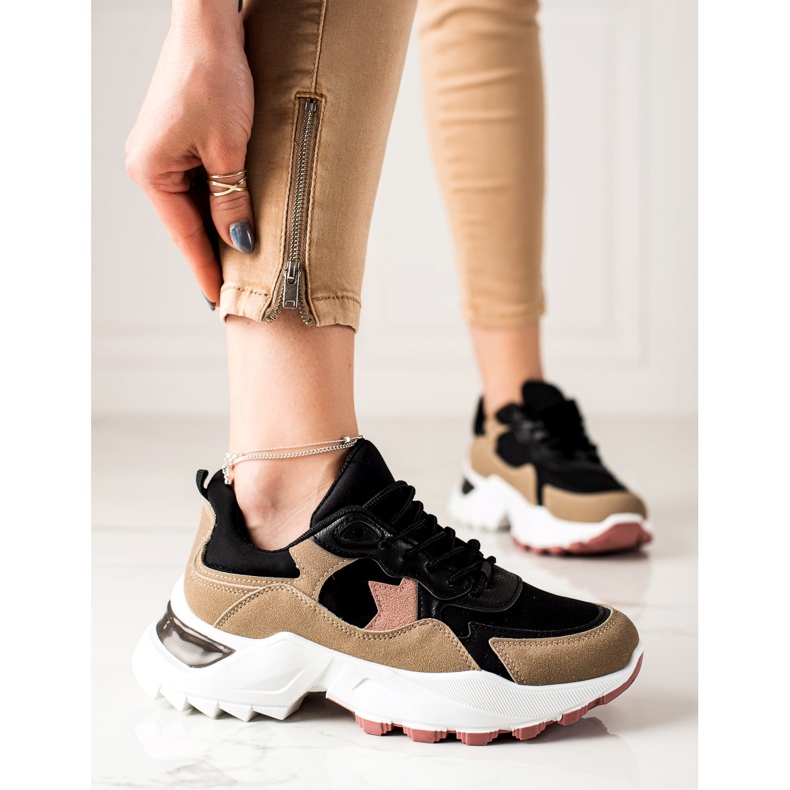 Sweet Shoes Zapatillas de moda beige negro rosa 1