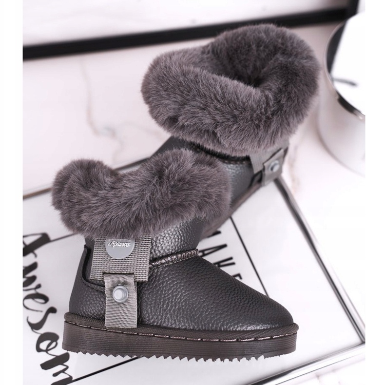 Apawwa Botas de nieve cálidas para niños con piel Marella gris 4