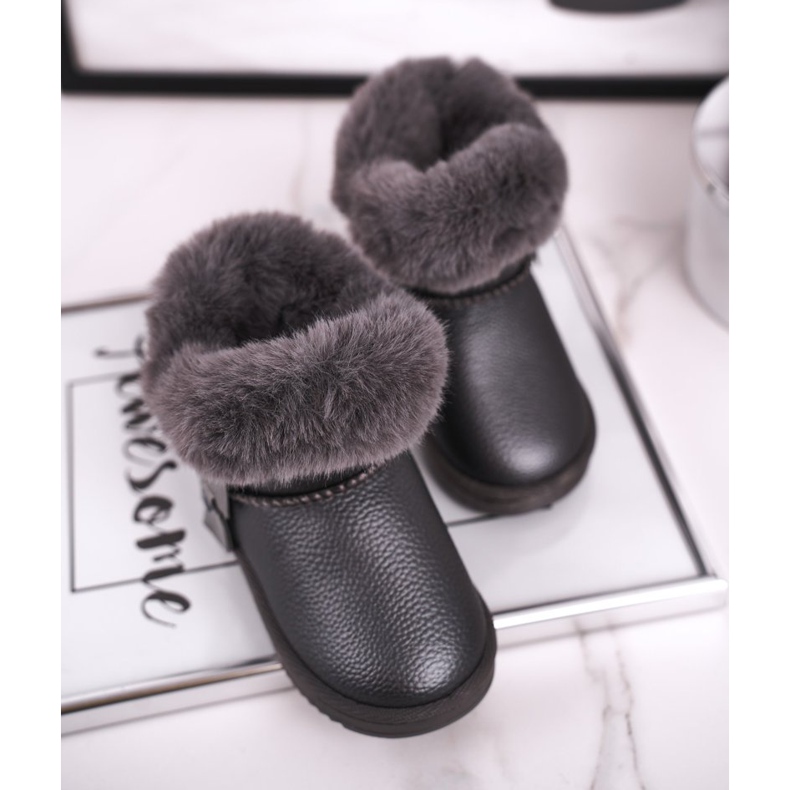 Apawwa Botas de nieve cálidas para niños con piel Marella gris 7