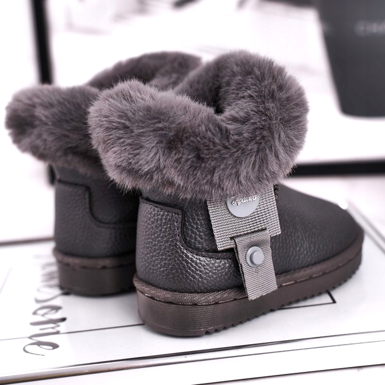 Apawwa Botas de nieve cálidas para niños con piel Marella gris 6