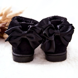 Botas de nieve cálidas para niños con lazo Black Snowis negro 2