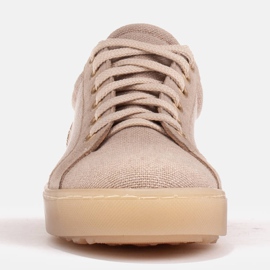 Marco Shoes Zapatillas deportivas de tela y piel. beige 3
