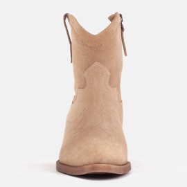 Marco Shoes Cómodas botas cowboy fabricadas en ante natural beige 3