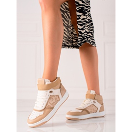TRENDI Cómodas zapatillas de velcro beige marrón 5