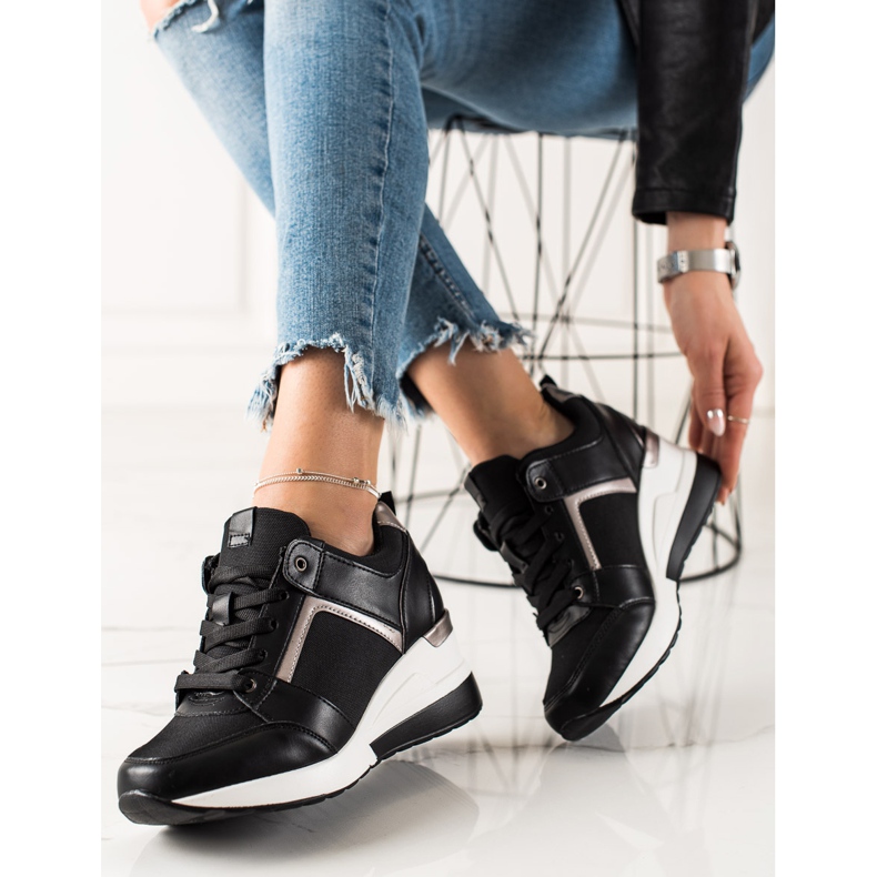 TRENDI Zapatillas negras con estilo negro 2