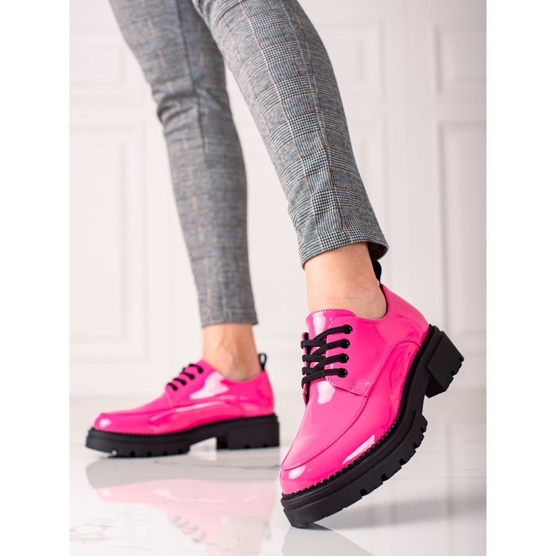 La.Fi Zapatos con cordones con estilo rosa 1