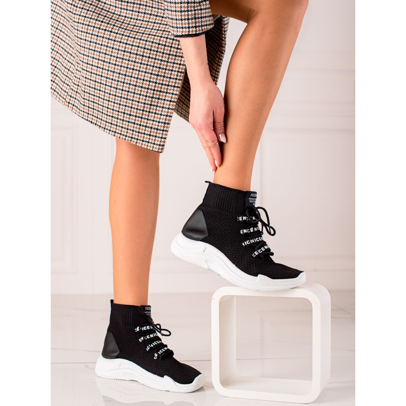 TRENDI Zapatillas de tejido ligero negro 2