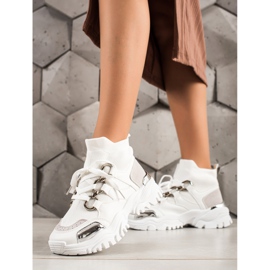 TRENDI Zapatillas De Moda blanco plata gris 2