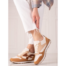 TRENDI Calzado deportivo casual beige marrón 2