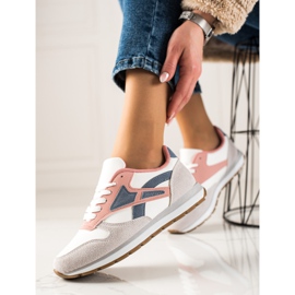 TRENDI Calzado deportivo casual blanco azul marino rosado gris 1