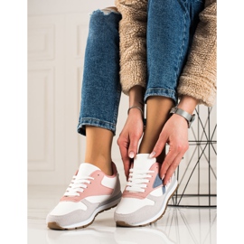 TRENDI Calzado deportivo casual blanco azul marino rosado gris 2