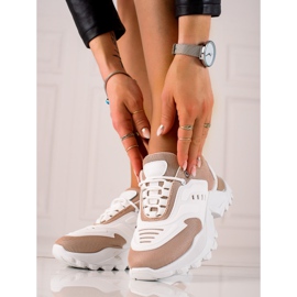 TRENDI Zapatillas con malla beige blanco 4