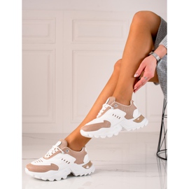 TRENDI Zapatillas con malla beige blanco 1 TRENDI Zapatillas con malla beige blanco 1